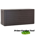 Coffre de Rangement Exterieur 280L en PP 116x44x55CM Style Bois Marron – Prime Garden Tools