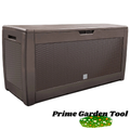 Coffre de Rangement Exterieur 310L en PP 119x48x60CM Style Polyrotin Marron – Prime Garden Tools